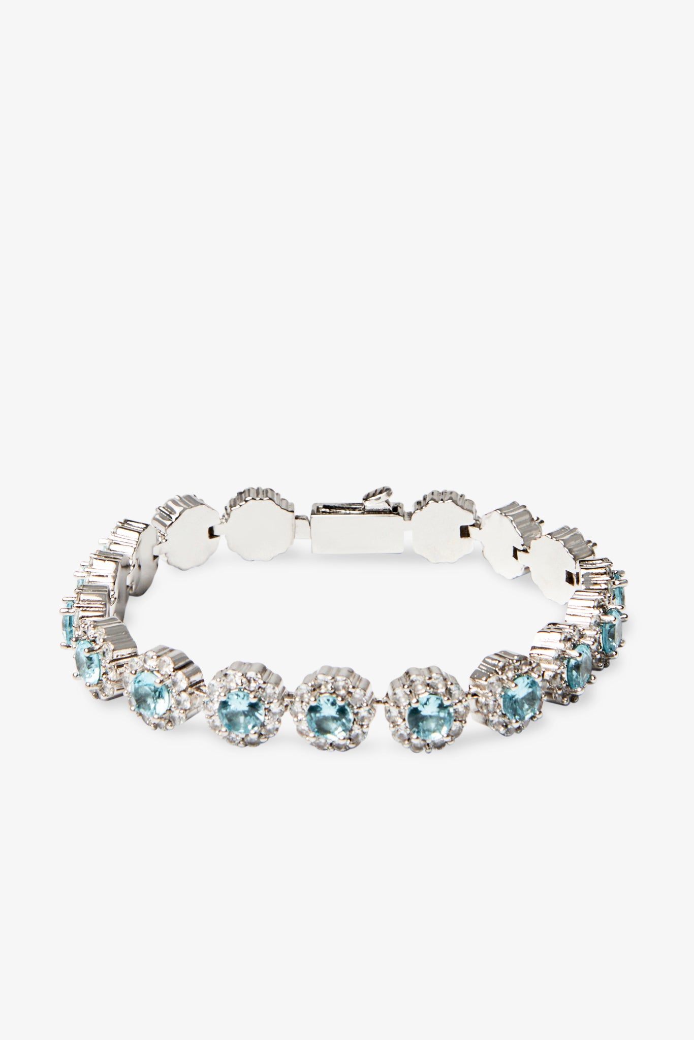 Iced Blue Round Tennis Armband - Weiß